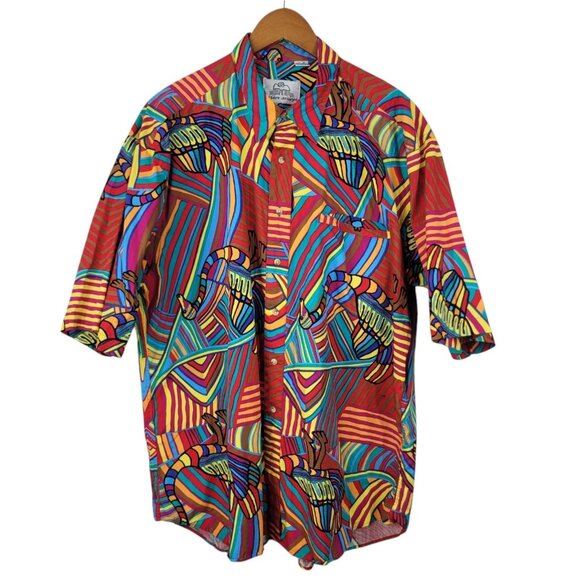 Vtg 80s JIMMY PIKE Men's XL Desert Designs Abstract Retro Colorful Button Shirt